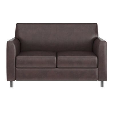 Flash Furniture Hercules Diplomat LeatherSoft Loveseat, Brown/Chrome Legs (BT8272BNCHR)
