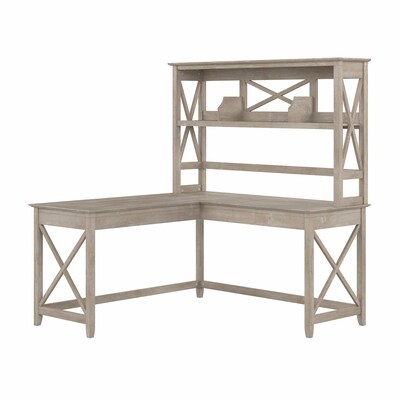 Bush Furniture Key West 60 L-Shaped Computer Desk, Washed Gray (KWS048WG)