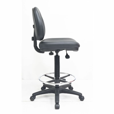 Lorell Millenia Series Vinyl Full Back Task Stool, Adjustable Height, Black (LLR80018)