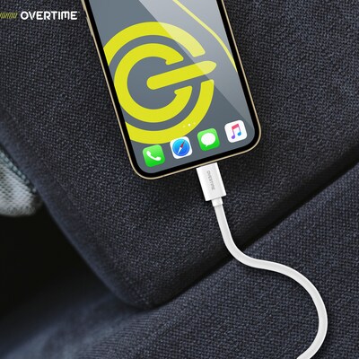Overtime Lightning to USB-A Charging Cable for iPhone/iPad & iPod, 4 ft., White (DACDAIP5)