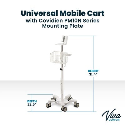Viva Comfort Easy Mobility Secure Mounting Mobile Stand for Covidien PM10N Vital Signs Monitor, White (ADI912-C-MP-05-MK)