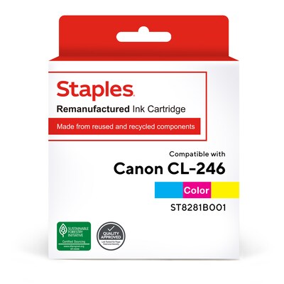 Staples Remanufactured Tri-Color Standard Yield Ink Cartridge Replacement for Canon CL-246 (TR8281B001/ST8281B001)