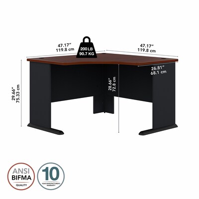 Bush Business Furniture Cubix 48"W Corner Desk, Hansen Cherry/Galaxy (WC90466A)