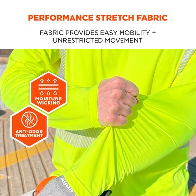 Chill-Its 6688 High Visibility Cooling Sun Shirt with UV Protection, ANSI Type R, Class 2, Lime, L (12138)