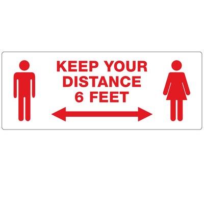 Avery Surface Safe Keep Your Distance Wall Sign, 3-1/4 x 8-3/8, White/Red, 15/Pack (83079)