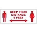 Avery Surface Safe Keep Your Distance Wall Sign, 3-1/4 x 8-3/8, White/Red, 15/Pack (83079)