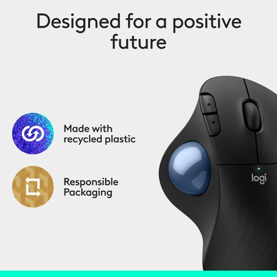 Logitech ERGO M575S Wireless Ergonomic Trackball Mouse, Black (910-007026)
