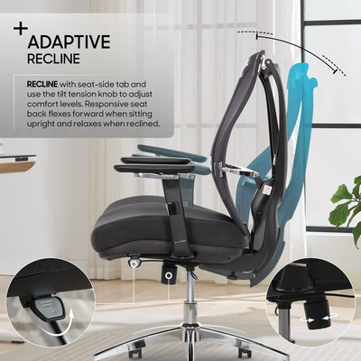 Sharper Image Flex Back Ergonomic Mesh Swivel Task Chair, Dark Gray (60118-DGRY)