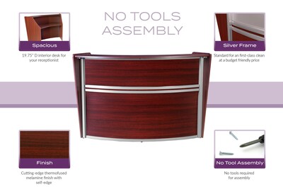 Regency Marque 72"W Curved Reception Desk Workstation, Mahogany (77290MH)