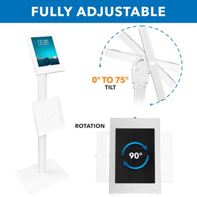 Mount-It! Adjustable Anti-Theft iPad Floor Stand, White (MI-3770W_G10)