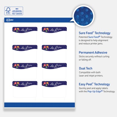 Avery Rectangle Multipurpose Labels, 2" x 3", White, 80/Pack (19479370442)