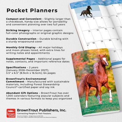 2026-2027 BrownTrout Horse Lovers 3.5" x 6.5" Monthly Planner (9798330703715)