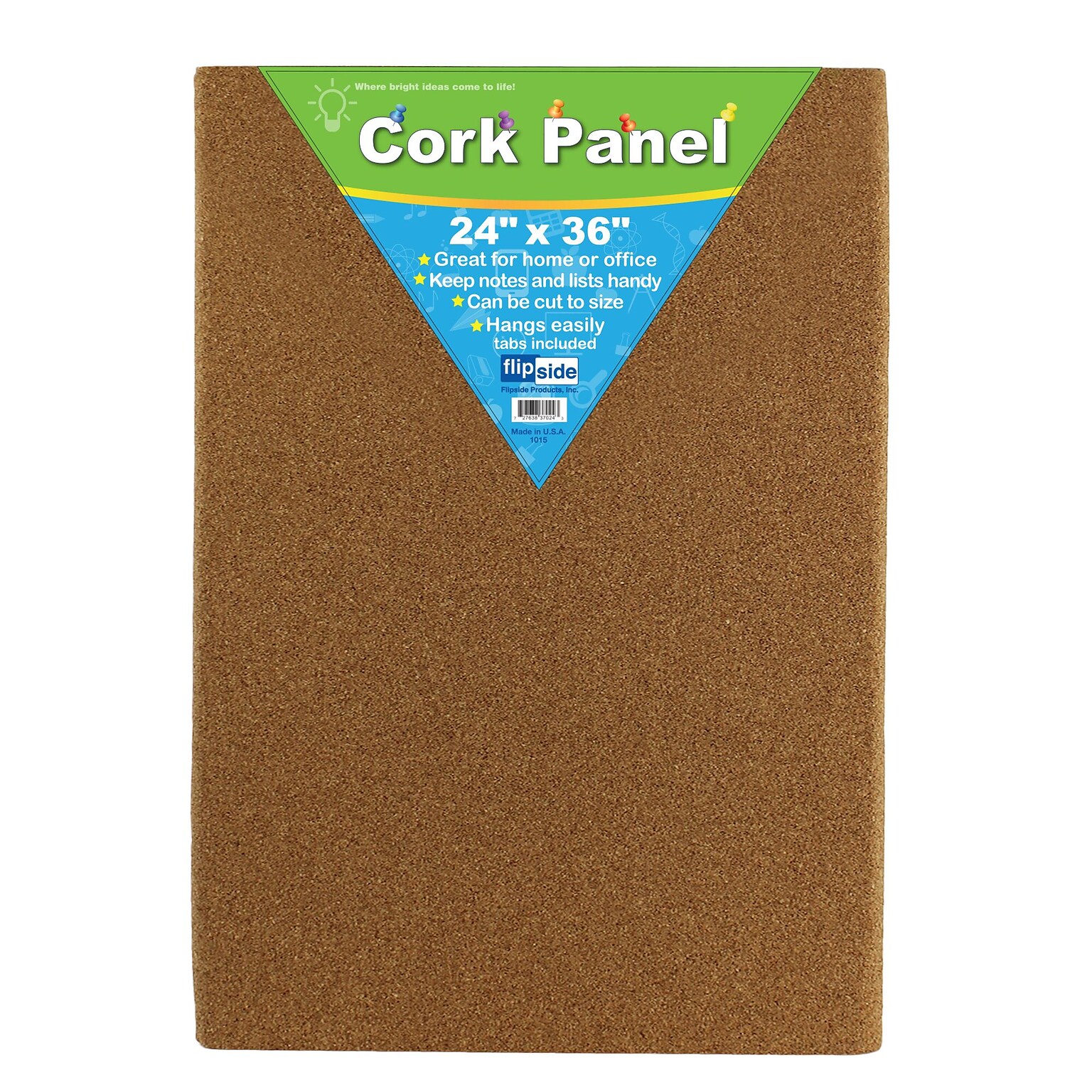 Flipside Cork Board, 36 x 24, Brown, 2/Carton (37024-2)