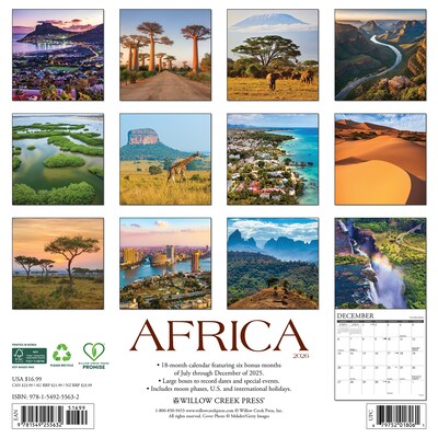 2026 Willow Creek Africa 12 x 12 Monthly Wall Calendar (55632)