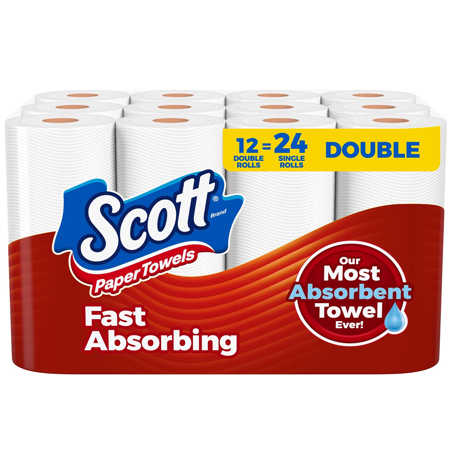 Scott Choose-A-Sheet Kitchen Roll Paper Towels, 1-ply, 102 Sheets/Roll, 12 Rolls/Pack (38869/55416)