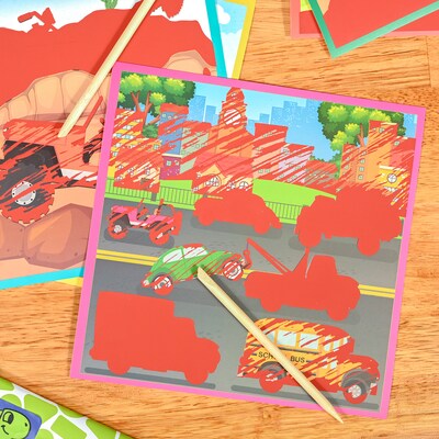 Ready 2 Learn Magic Scratch Paper, Transport, 8.25" x 8.25", Multicolored, 10 Boards/Set (CE-10155)