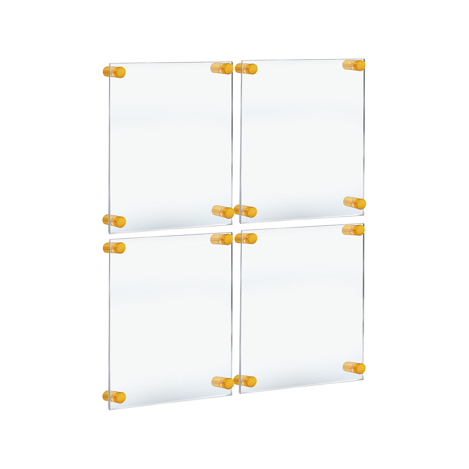 Azar Floating Frame with Standoff Caps, 8.5 x 11, Clear/Gold Acrylic, 4/Pack (105514-GLD-4PK)