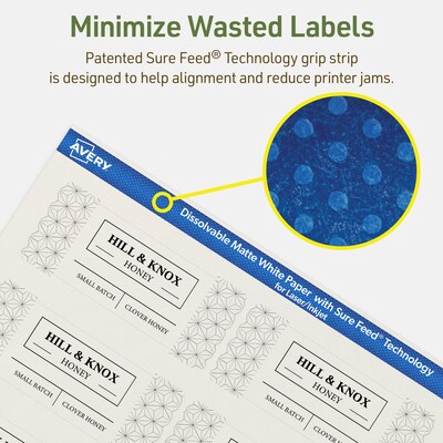 Avery Dissolvable Rectangle Multipurpose Labels, 1.5" x 3.75", Off-white, 100/Pack (94205)
