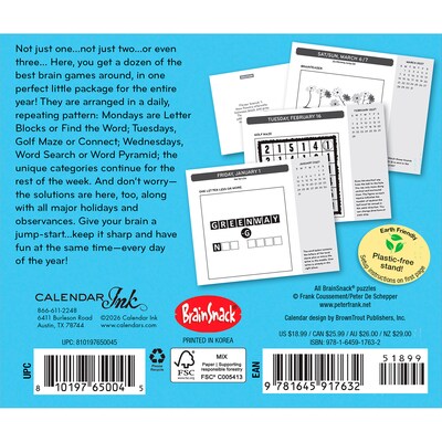 2027 BrownTrout Brain Games 6 x 5 Daily Day-to-Day Calendar, Assorted Colors (9781645917632)