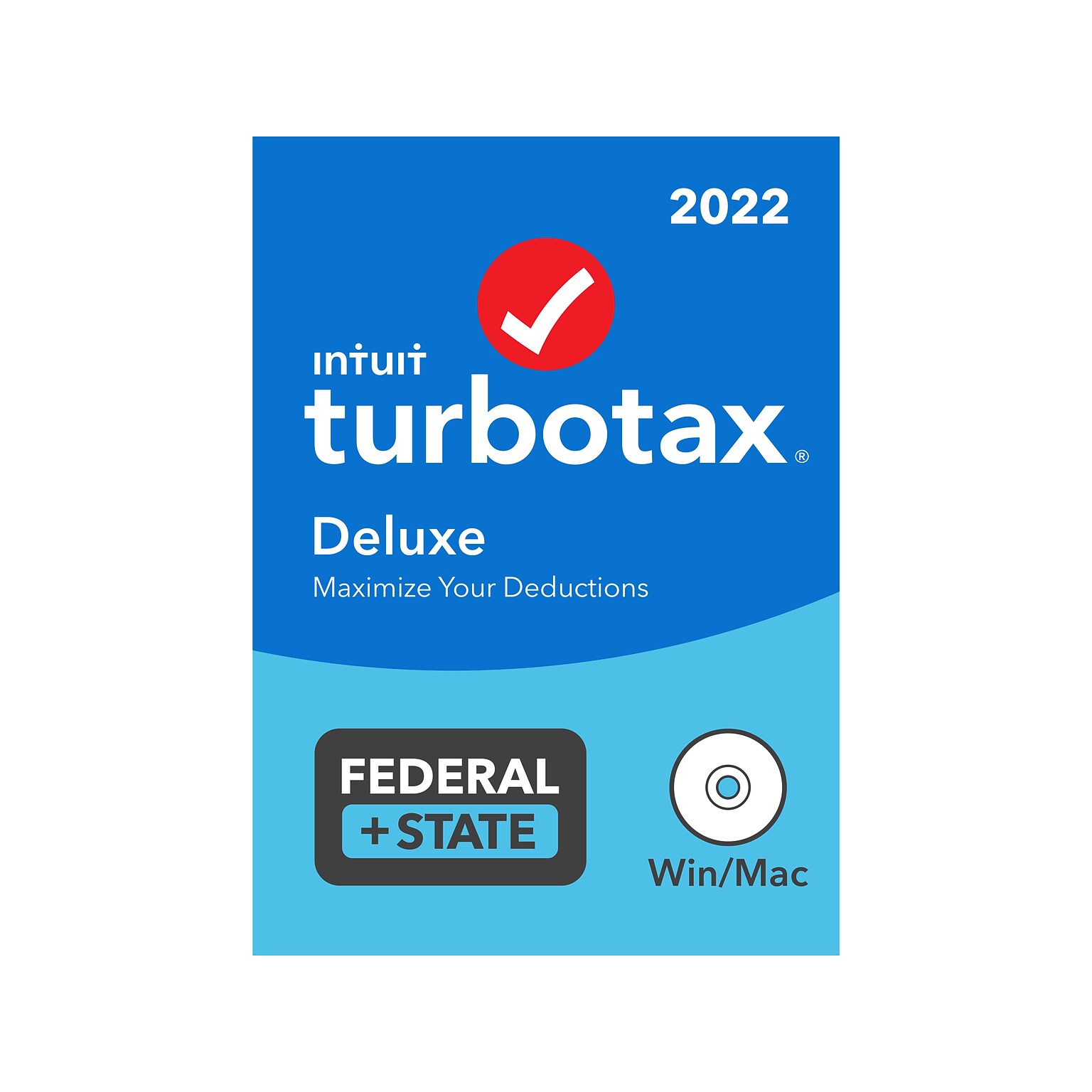 TurboTax Deluxe 2022 Federal + State for 1 User, Windows/Mac, CD/DVD or
