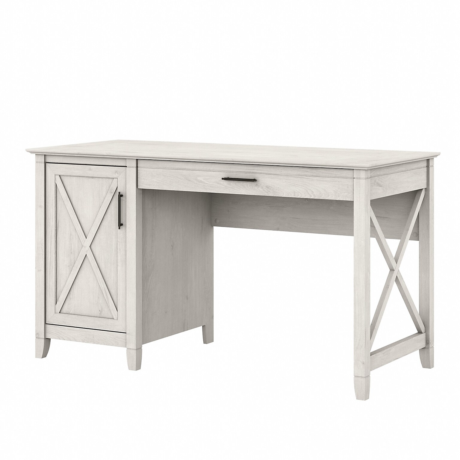 Bush Furniture Key West 54W Computer Desk with Keyboard Tray and Storage, Linen White Oak (KWD154LW-03)