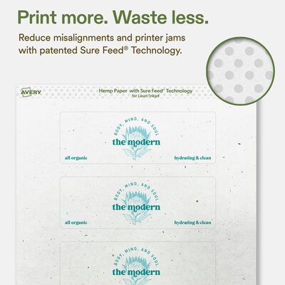 Avery Hemp Rectangle Laser/Inkjet Multipurpose Labels, 2" x 6", Off-White (32/Pack)