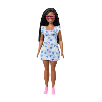Mattel ?Barbie Fashionistas Doll with Down Syndrome in Heart-Print Dress, 4/Pack (HYK14)
