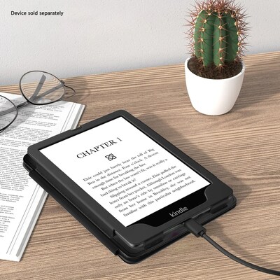 SaharaCase Indy Series TPU 7" Hand Strap Folio Case for Amazon Kindle Paperwhite & Colorsoft, Black (TB00438)