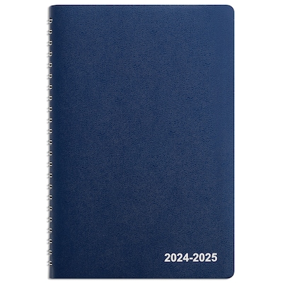 2024-2025 Staples 5 x 8 Academic Weekly & Monthly Planner, Faux Leather Cover, Navy (ST60362-23)