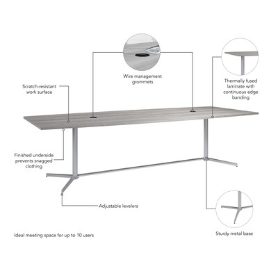 Bush Business Furniture 120W x 48D Boat Shaped Conference Table with Metal Base, Platinum Gray (99TBM120PGSVK)