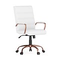 Flash Furniture Whitney Ergonomic LeatherSoft Swivel Mid-Back Executive Office Chair, White/Rose Gold (GO2286MWHRSGLD)