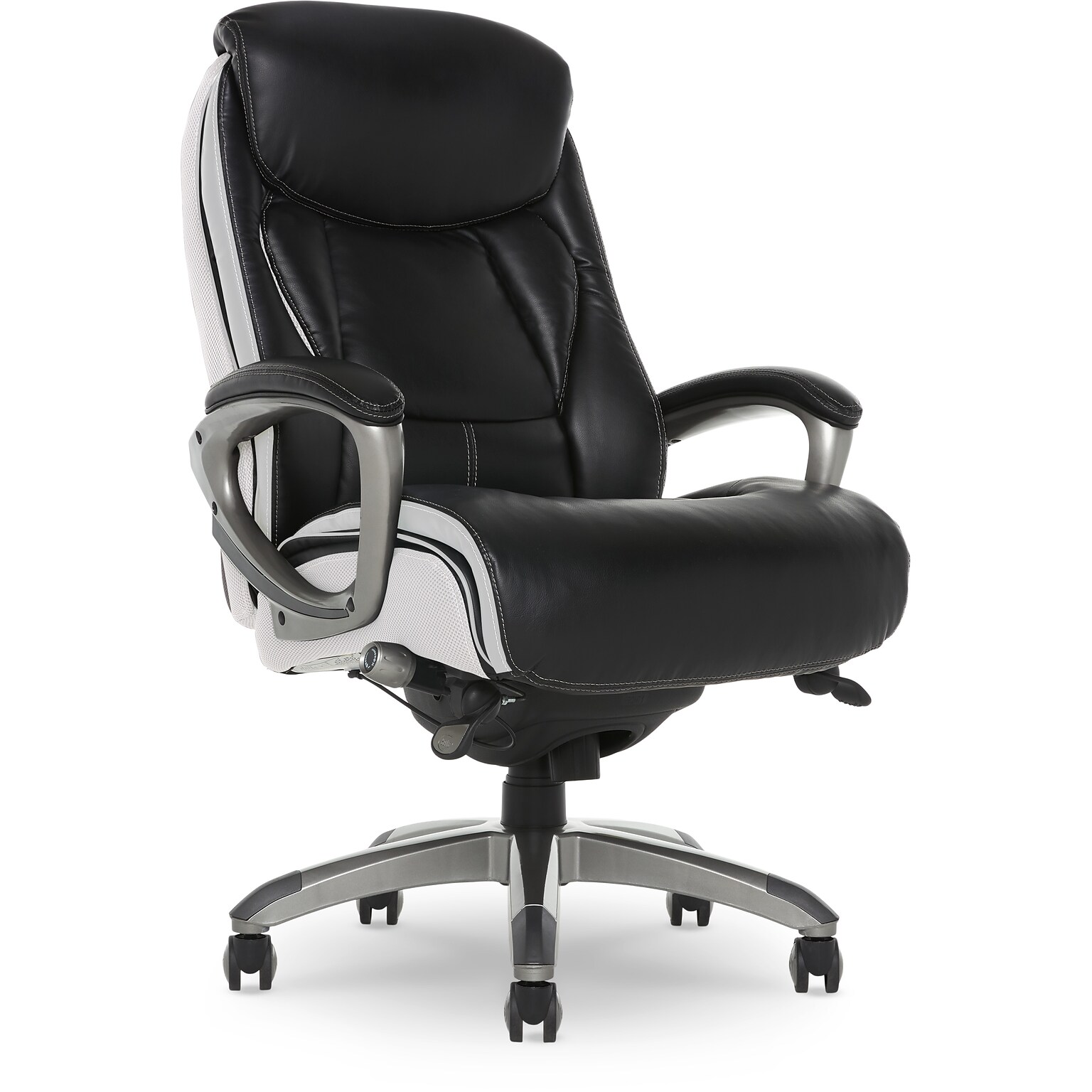Serta Lautner Ergonomic Bonded Leather Swivel Executive Chair, Black/Cream (44942)