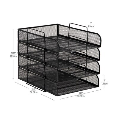 Mind Reader 4-Tier Stackable Paper Desk Tray, Metal Mesh, Black, 4/Pack (BSTACK4-BLK)