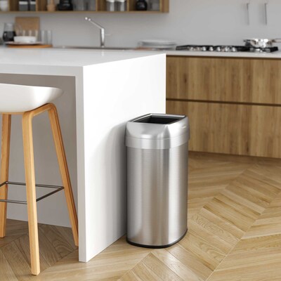 iTouchless Dual-Deodorizer Stainless Steel Trash Can, 13 gal., Brushed Steel (OL13STV)