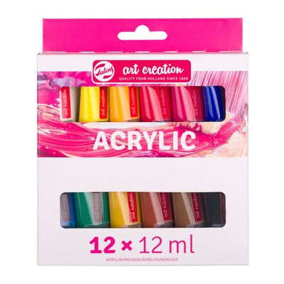 Talens Art Creation Acrylic Paint, Assorted Colors, 12mL, 12/Set, 2 Sets/Bundle (TLN9021812M-2)