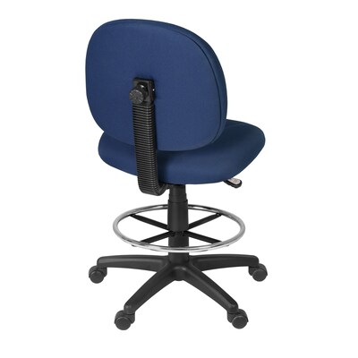 Regency Comfort Series Armless Fabric Drafting Chair with Footrest and Lumbar Support, Navy Blue (105-DK-NV)