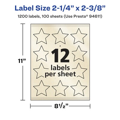 Avery Pearlized Ivory Burst Multipurpose Labels, 2-1/4" x 2-3/8", Ivory, 1200/Box (94611)