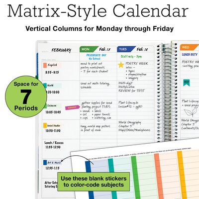 Global Printed Products Deluxe Spring Floral 8.5" x 11" Academic Planner, Plastic Cover, Multicolored (NAD-UNDTP-30)