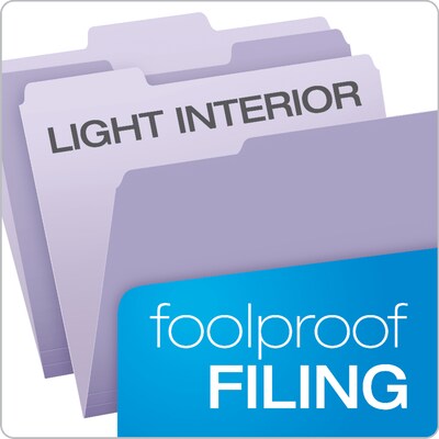Oxford Recycled File Folder, 1/3-Cut Tab, Letter Size, Lavender, 100/Box (1521/3LAV)