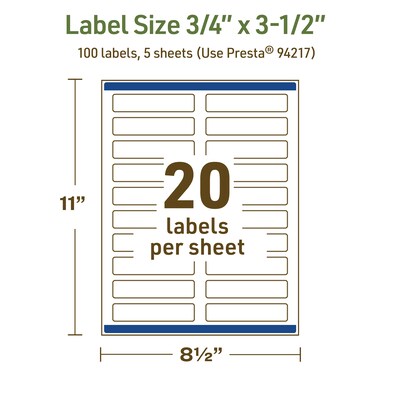 Avery Dissolvable Rectangle Multipurpose Labels, 0.75" x 3.5", Off-white, 100/Pack (94217)