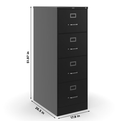 Quill Brand® Commercial 4 File Drawer Vertical File Cabinet, Locking, Black, Legal, 26.5"D (13450D)