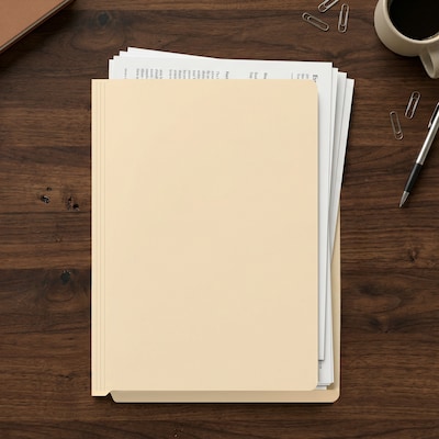 Staples End Tab File Folder, Straight Cut, Letter Size, Manila, Reinforced Tab, 100/Box (ST62568)