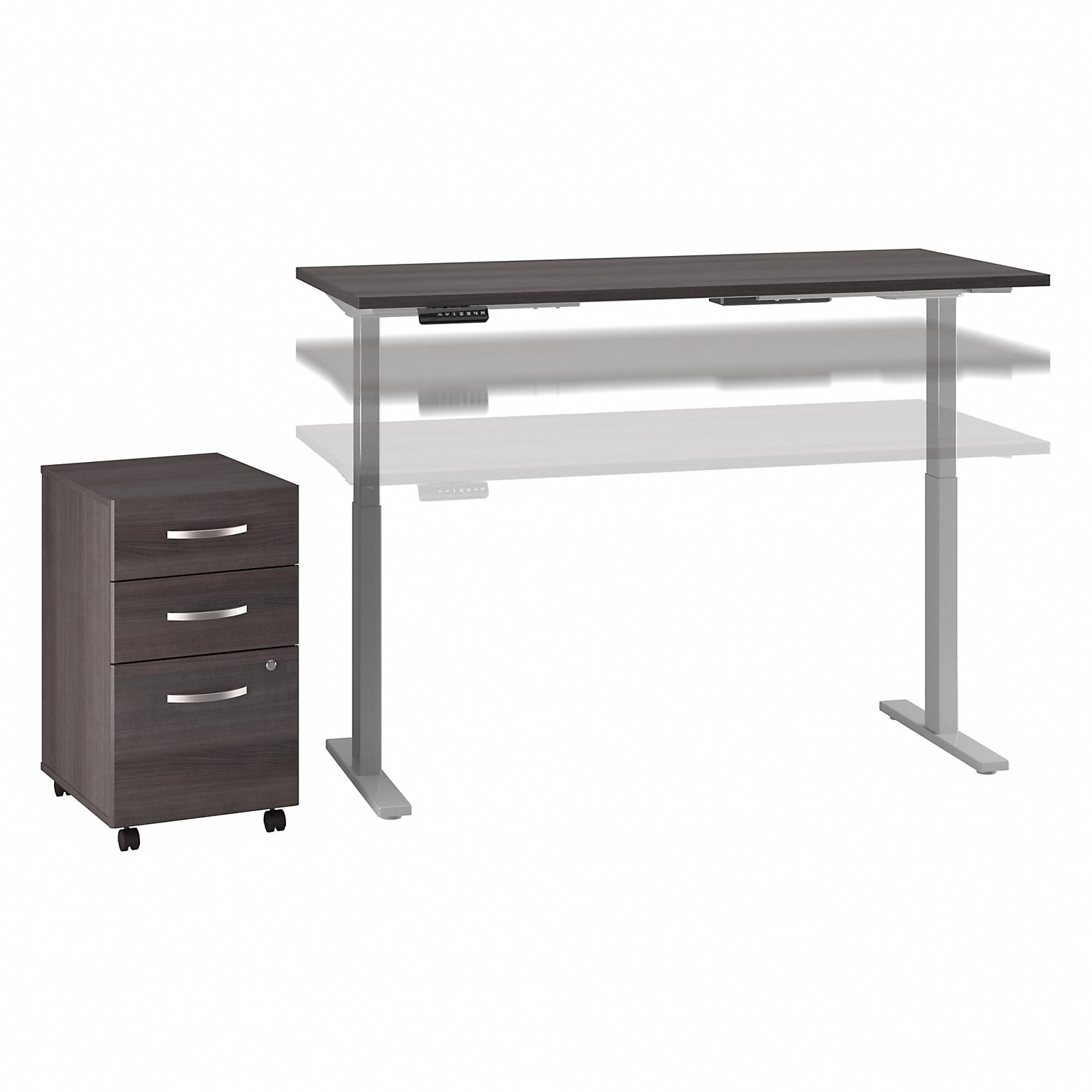 Bush Business Furniture Move 60 Series 60W Electric Height Adjustable Desk w/ Storage, Storm Gray/Cool Gray (M6S011SGSU)