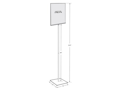 Azar Sign Holder, 11" x 17", Vertical, Freestanding, Clear/Silver Acrylic (300868)