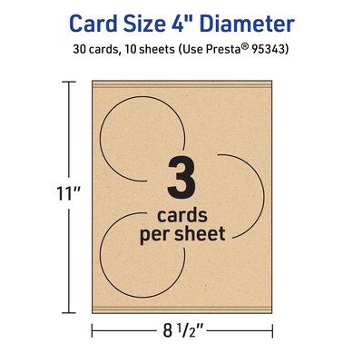 Avery Matte General Use Blank Cards, Kraft Brown, 30/Pack (95343)
