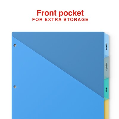 Staples Write & Erase Plastic Dividers with Pockets, Multicolor, 5-Tabs (ST63074)