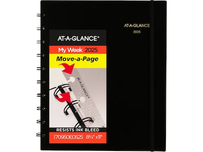 2025 AT-A-GLANCE Move-a-Page 8.75 x 11 Weekly & Monthly Appointment Book, Poly Cover, Black (70-95