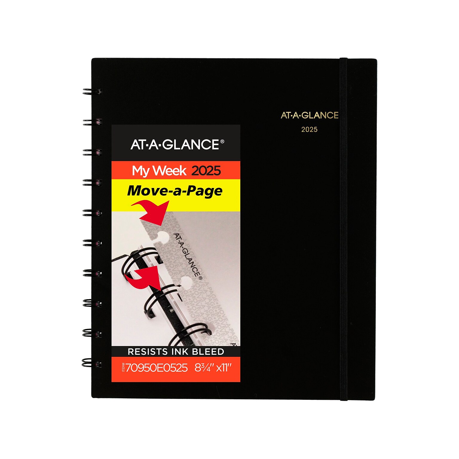 2025 AT-A-GLANCE Move-a-Page 8.75 x 11 Weekly & Monthly Appointment Book, Poly Cover, Black (70-950E-05-25)