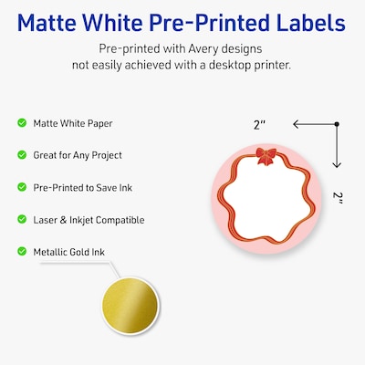 Avery Circle Multipurpose Labels, 2 Dia., White, 120/Pack (19479370578)