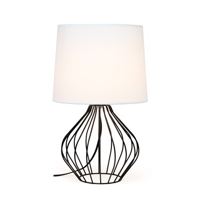 Simple Designs Geometrically Wired Table Lamp, White on Black (LT2086-WOB)